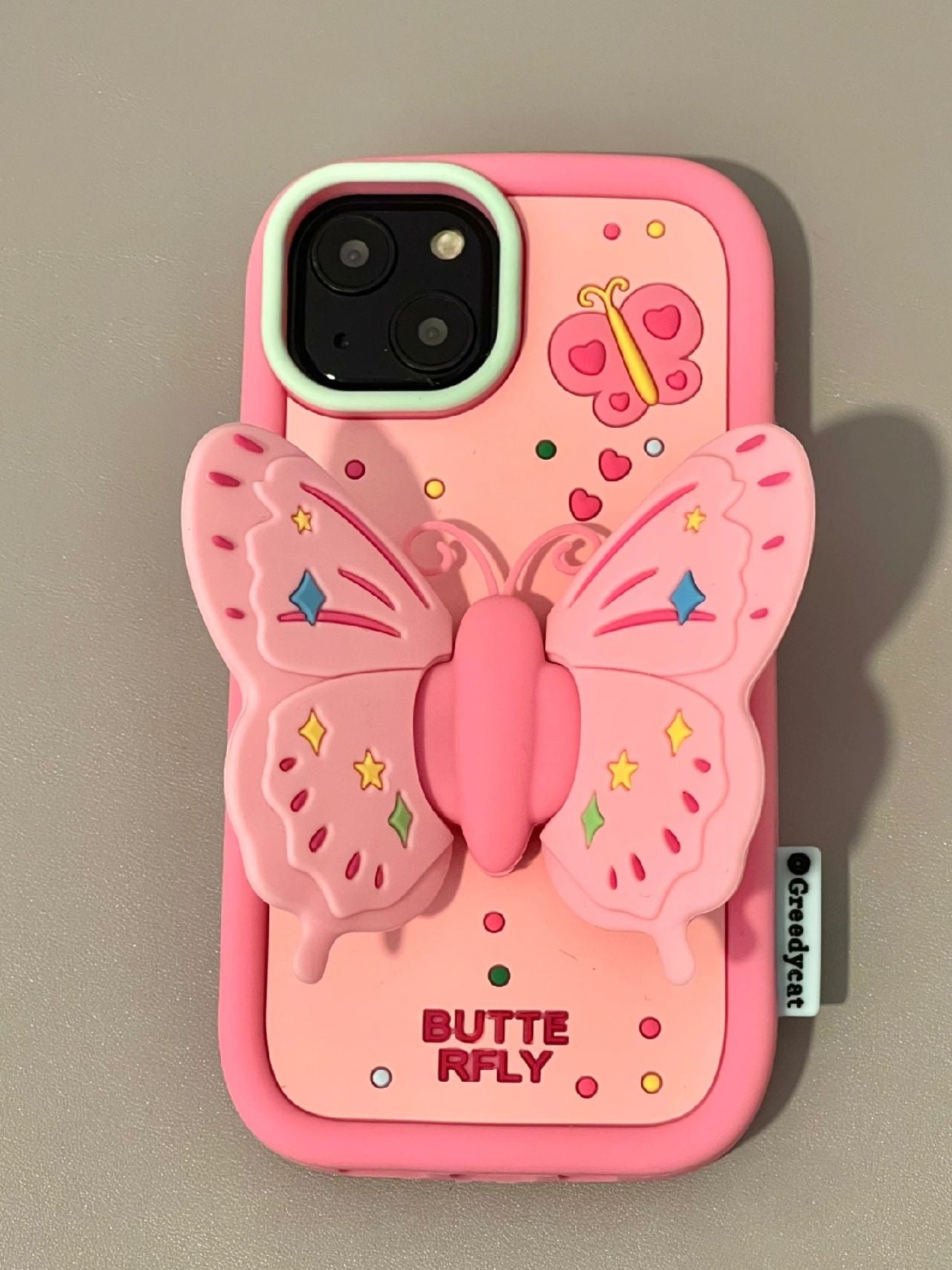 Pink Three-dimensional Butterfly Bracket Phone Case Shockproof All-inclusive Silicone Phone Case