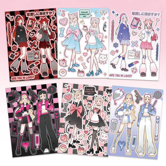 6pcs DIY Cartoon Anime Character Stickers Decorative Journal Sticker