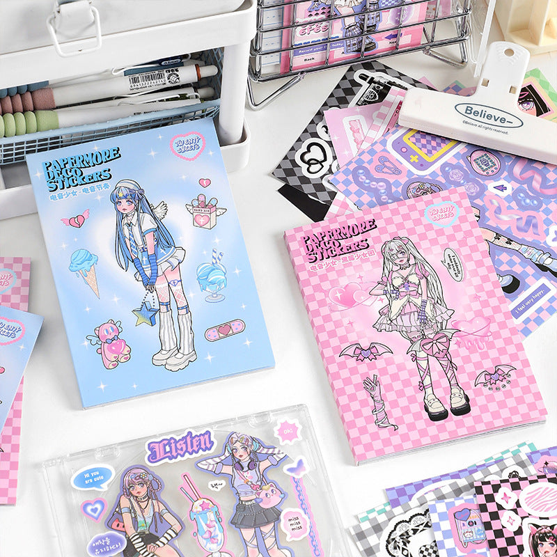 20pcs Cartoon Character Stickers Book Electric Girl Sweetheart Cute Deco Journal Sticker