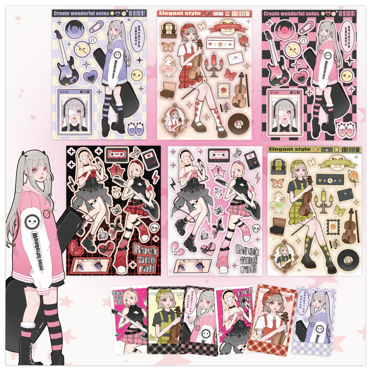 6pcs DIY Cartoon Anime Character Stickers Decorative Journal Sticker