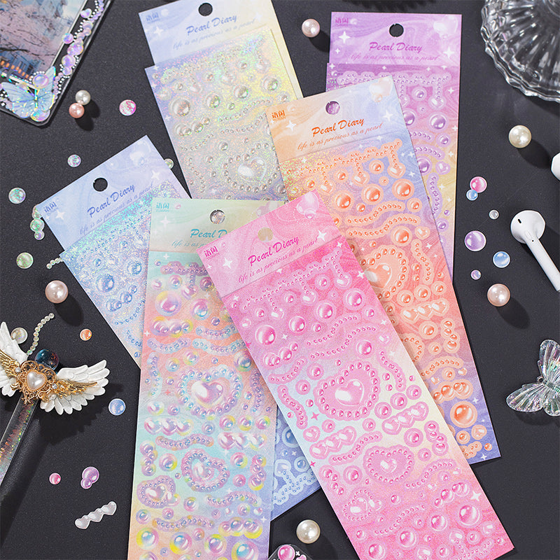 DIY Pearl Diary Goo Card Stickers Deco Hand Accout Stickers