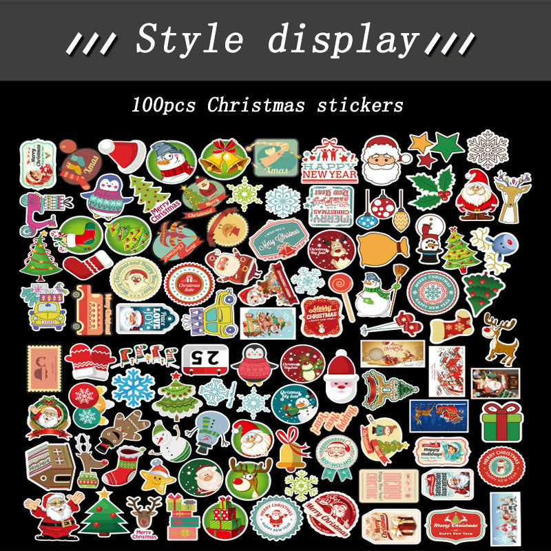 50pcs/100pcs Christmas Graffiti Stickers Holiday Party Hand Account DIY Phone Case Stickers Waterproof