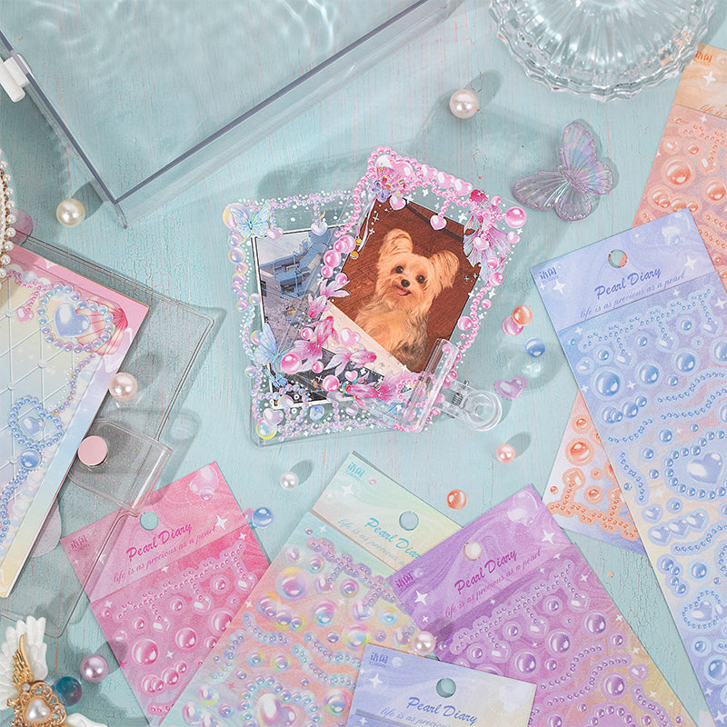DIY Pearl Diary Goo Card Stickers Deco Hand Accout Stickers