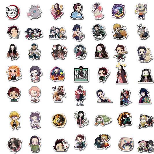 100pcs New Japanese Anime Demon Slayer: Kimetsu no Yaiba Graffiti Sticker Luggage Laptop Waterproof Sticker