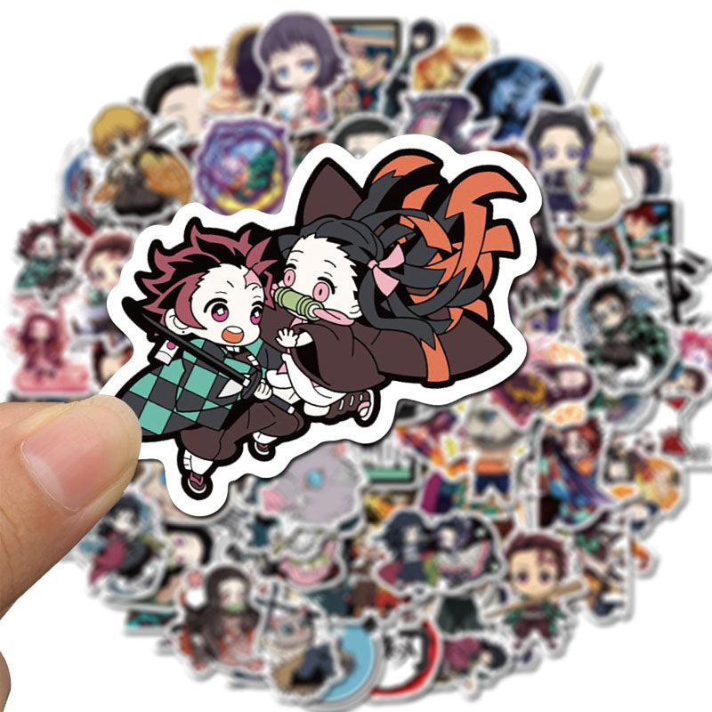 100pcs New Japanese Anime Demon Slayer: Kimetsu no Yaiba Graffiti Sticker Luggage Laptop Waterproof Sticker