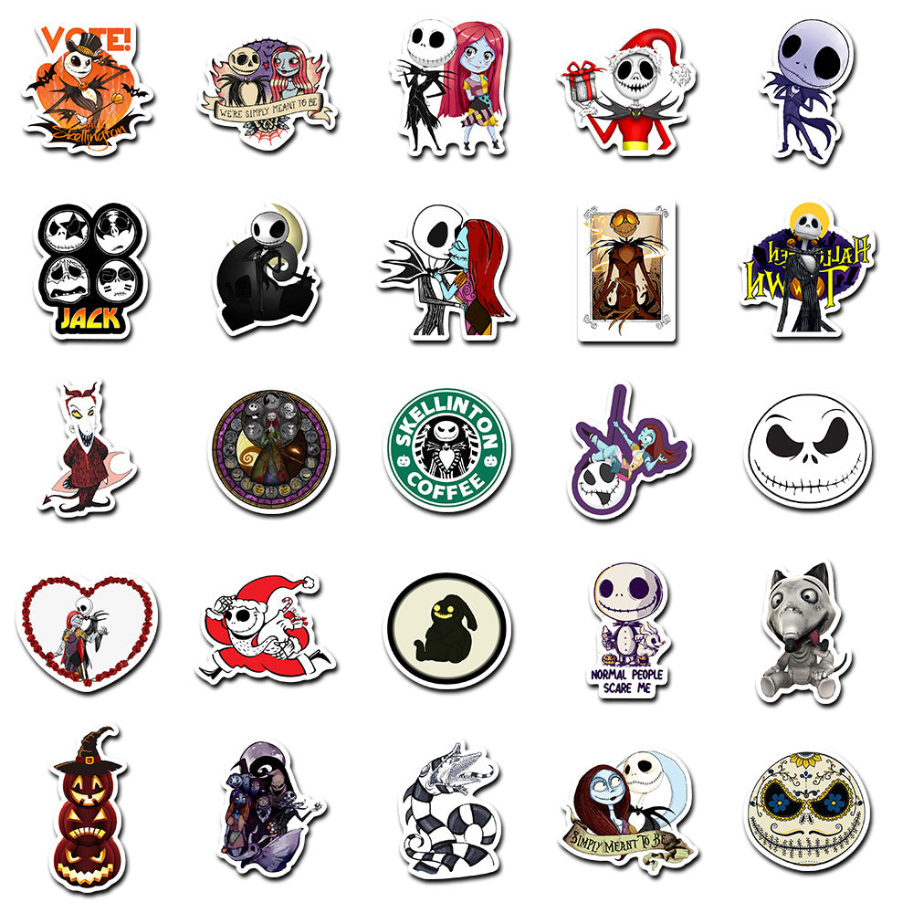 50pcs Halloween Wacky Stickers Decorated Water Bottle Phonecase Pull Box Pumpkin Wacky Waterproof Graffiti Stickers