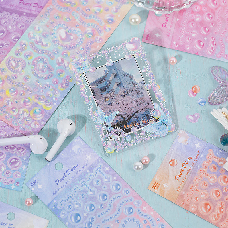 DIY Pearl Diary Goo Card Stickers Deco Hand Accout Stickers