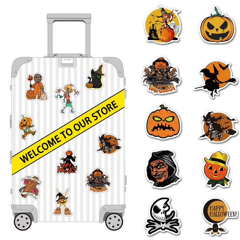 50pcs Halloween Wacky Stickers Decorated Water Bottle Phonecase Pull Box Pumpkin Wacky Waterproof Graffiti Stickers