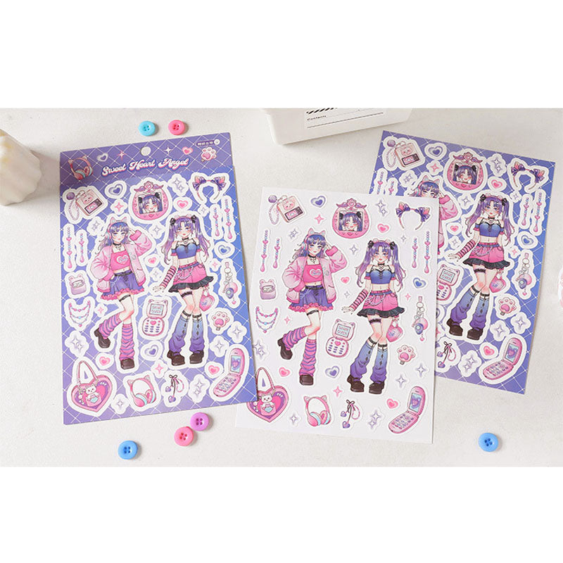 Barbie Angel Series Sweet Cool Babe Hand Account Diy Decorative Phone Case Hand Account Material Stickers Matte Membrane Stickers 4 Styles