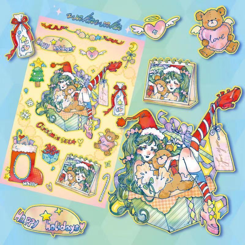 Christmas Gingerbread Girl Series Character Decorative Stickers DIY Phone Case Handbook Stickers