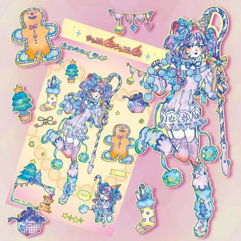 Christmas Gingerbread Girl Series Character Decorative Stickers DIY Phone Case Handbook Stickers