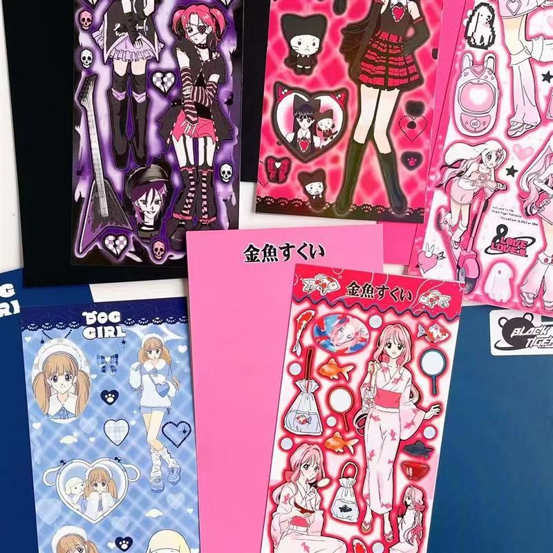 Cute Girl Sticker Phone Dialog Box DIY Keychain Hand Account Decoration Sticker Bunny Cool Girl Collection