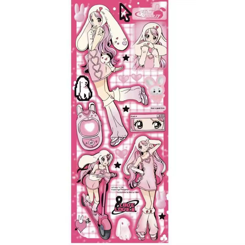 Cute Girl Sticker Phone Dialog Box DIY Keychain Hand Account Decoration Sticker Bunny Cool Girl Collection