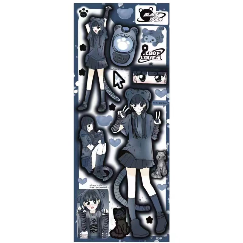 Cute Girl Sticker Phone Dialog Box DIY Keychain Hand Account Decoration Sticker Bunny Cool Girl Collection