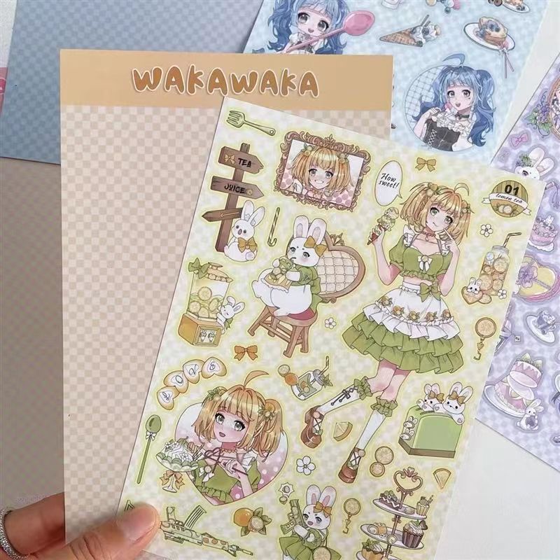 Girl Stickers Fruit Milk Tea Series Character Decoration Stickers DIY Phone Case Handbook Material Stickers