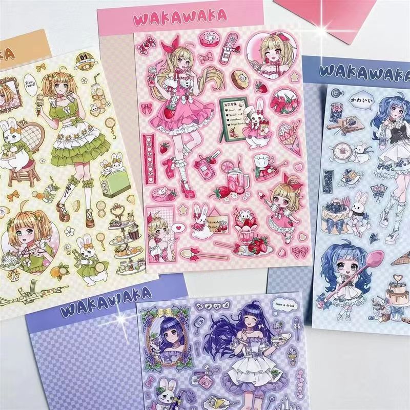 Girl Stickers Fruit Milk Tea Series Character Decoration Stickers DIY Phone Case Handbook Material Stickers