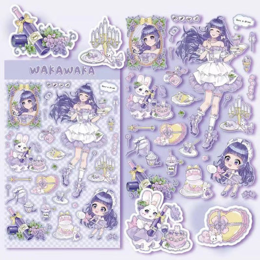 Girl Stickers Fruit Milk Tea Series Character Decoration Stickers DIY Phone Case Handbook Material Stickers