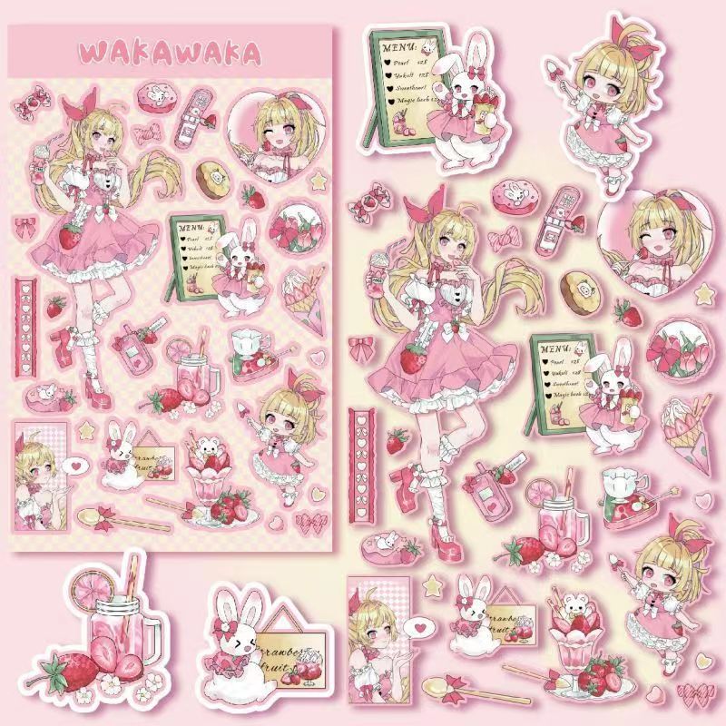 Girl Stickers Fruit Milk Tea Series Character Decoration Stickers DIY Phone Case Handbook Material Stickers