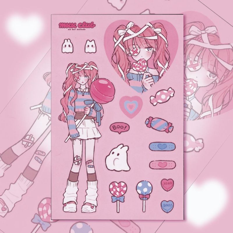 Cute Girl Series Stickers Creative Phone Case Hand Account Cute Girl Sweet Asian Style Angel Bear