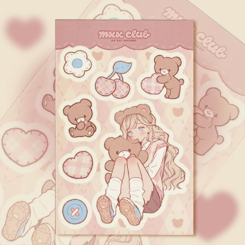 Cute Girl Series Stickers Creative Phone Case Hand Account Cute Girl Sweet Asian Style Angel Bear