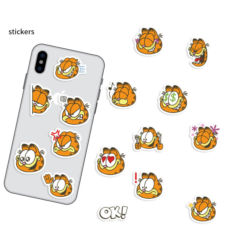 40pcs Garfield Cute Cartoon Stationery Mobile Phone Case Water Cup Waterproof Decorative Stickers Hand Account Mobile Phone Case Stickers