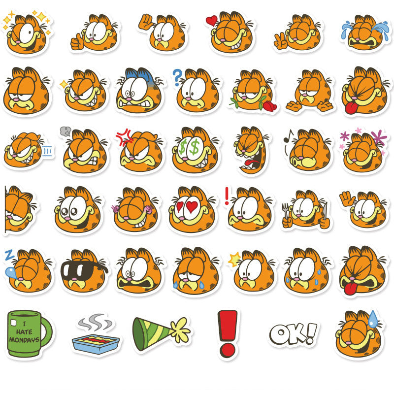 40pcs Garfield Cute Cartoon Stationery Mobile Phone Case Water Cup Waterproof Decorative Stickers Hand Account Mobile Phone Case Stickers