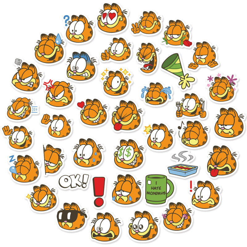 40pcs Garfield Cute Cartoon Stationery Mobile Phone Case Water Cup Waterproof Decorative Stickers Hand Account Mobile Phone Case Stickers