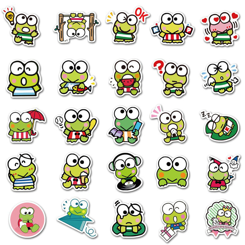 50 Anime Image Big-Eyed Frog Keroppi Graffiti Stickers Suitcase Water Cup Laptop Waterproof Stickers
