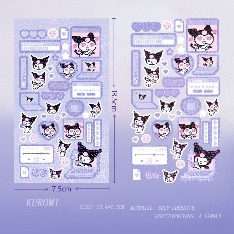 Sanrio Cinnamoroll Melody Girl Cute Domi Stickers Diy Domi Wholesale Hand Account Cartoon