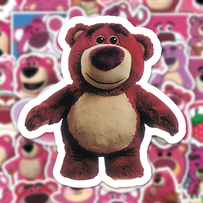 50pcs Cartoon Animation Cute Strawberry Bear Graffiti Stickers Window Wall Water Cup Trolley Case Stickers