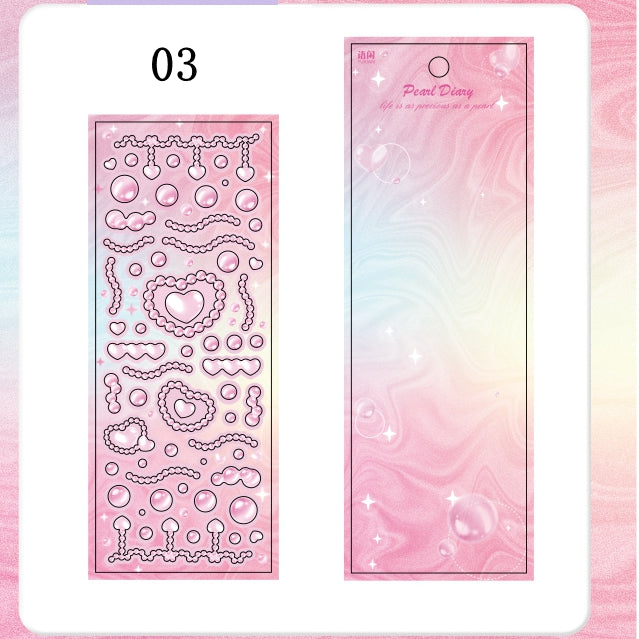 DIY Pearl Diary Goo Card Stickers Deco Hand Accout Stickers