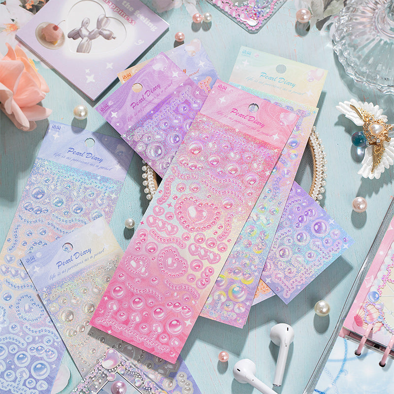 DIY Pearl Diary Goo Card Stickers Deco Hand Accout Stickers