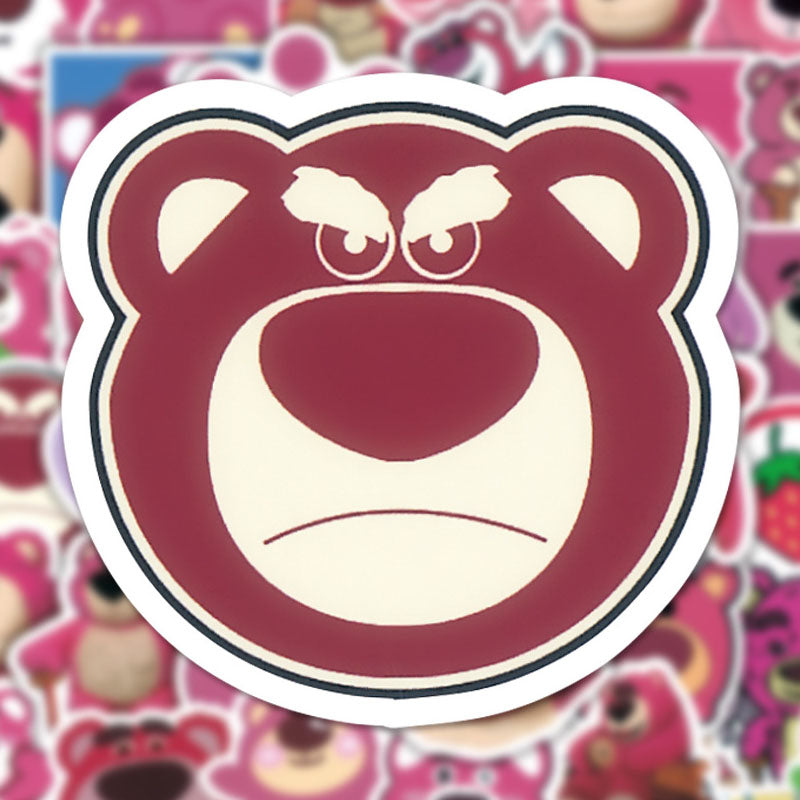 50pcs Cartoon Animation Cute Strawberry Bear Graffiti Stickers Window Wall Water Cup Trolley Case Stickers