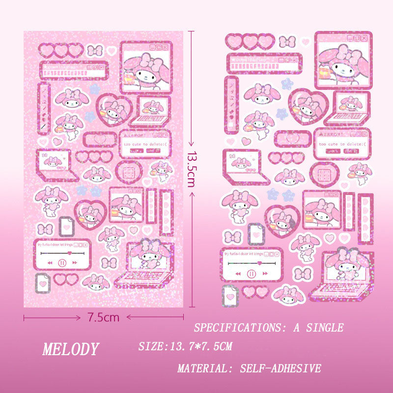 Sanrio Cinnamoroll Melody Girl Cute Domi Stickers Diy Domi Wholesale Hand Account Cartoon