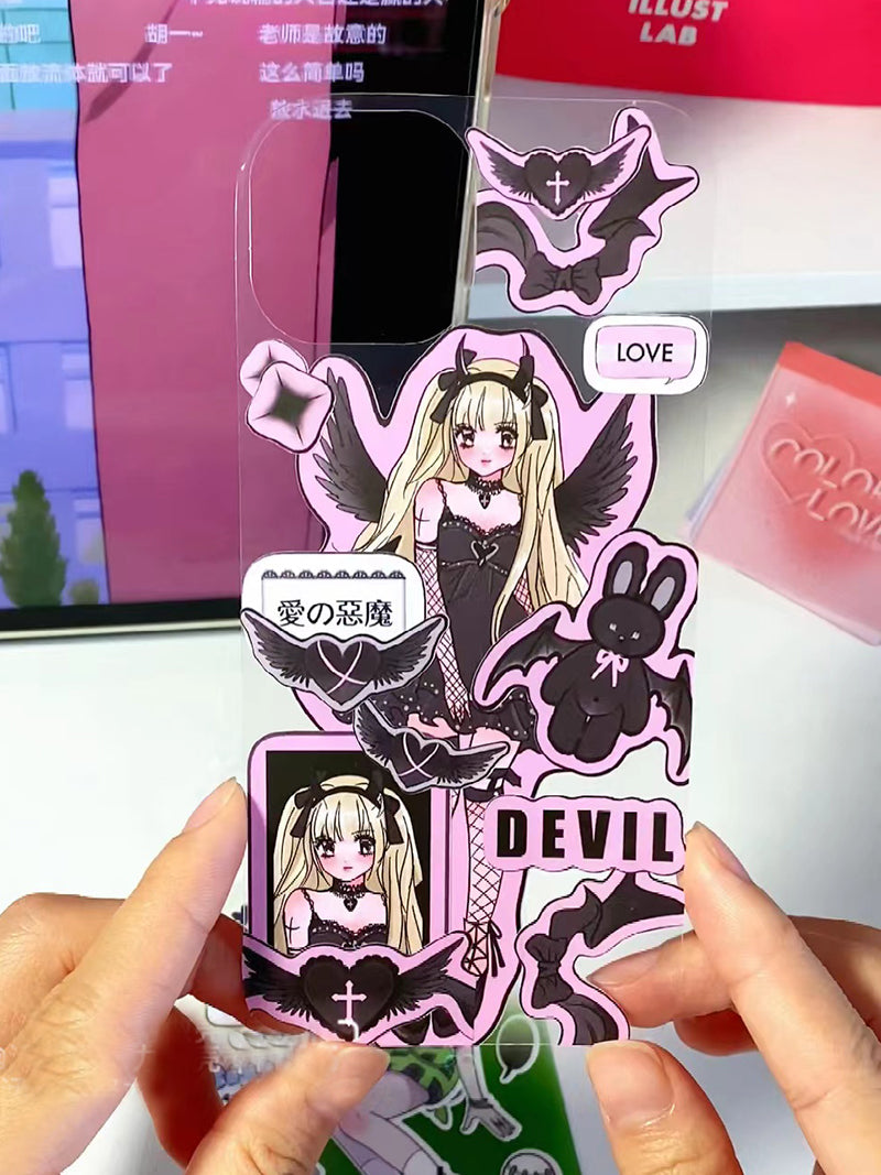 DIY Customized Epoxy Phone Case Designed Stickers Handmade Anime Character Phone case Back Card Finished