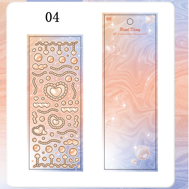 DIY Pearl Diary Goo Card Stickers Deco Hand Accout Stickers