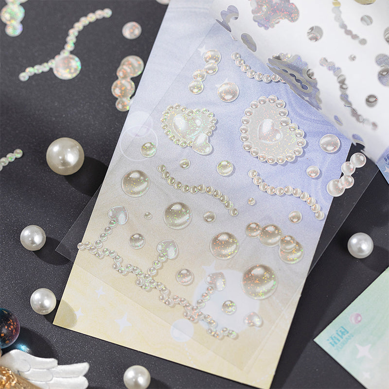 DIY Pearl Diary Goo Card Stickers Deco Hand Accout Stickers