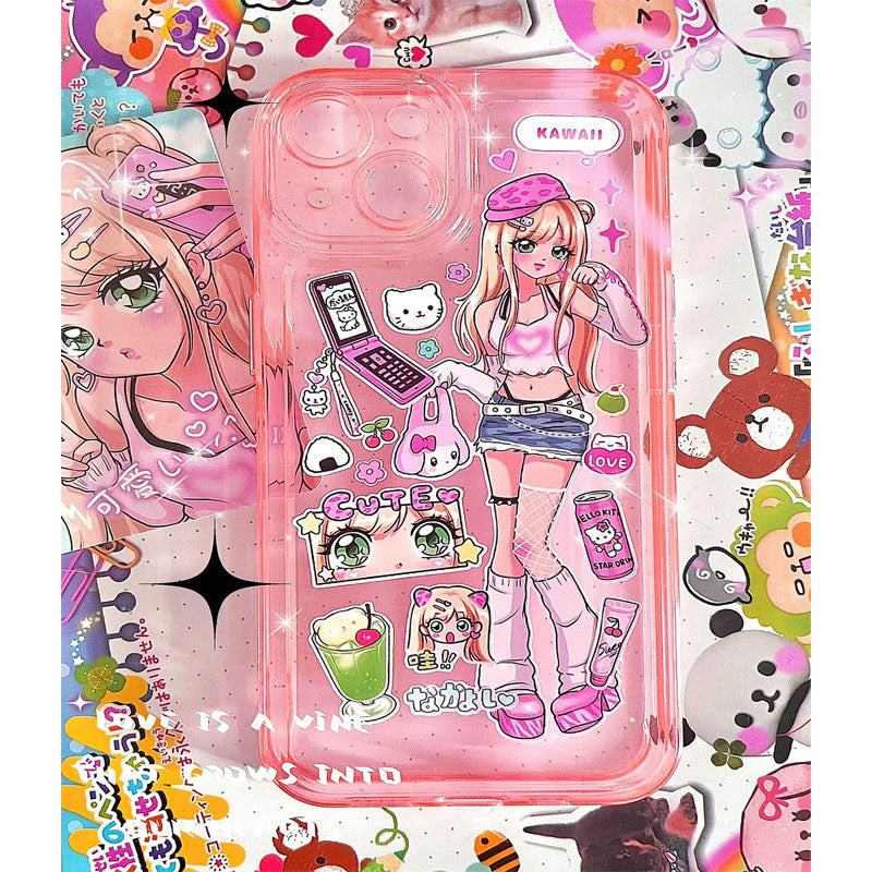 DIY Customized Glue Back Card Mobile Phone Case Sticker Sweet Asia Girl Babe Phone Case Finished Waterproof