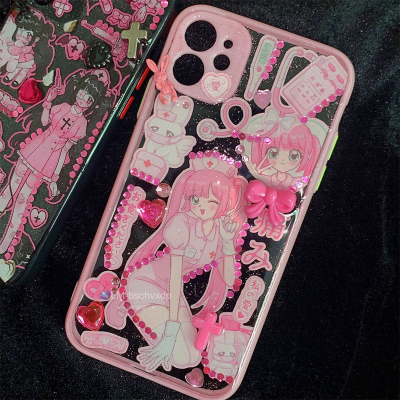 DIY Customized Glue Back Card Mobile Phone Case Sticker Sweet Asia Girl Babe Phone Case Finished Waterproof