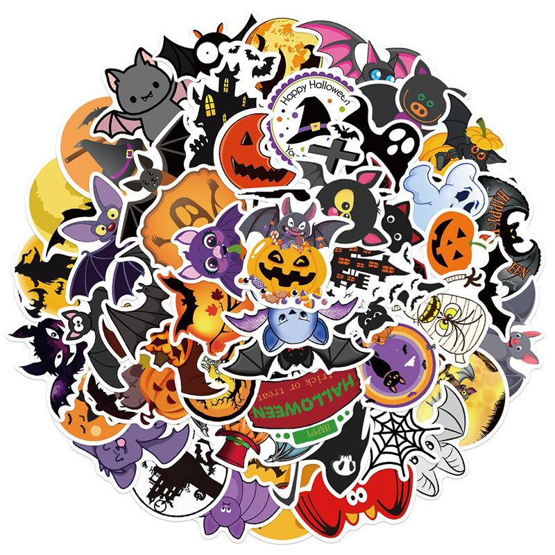 50pcs Halloween Wacky Stickers Decorated Water Bottle Phonecase Pull Box Pumpkin Wacky Waterproof Graffiti Stickers