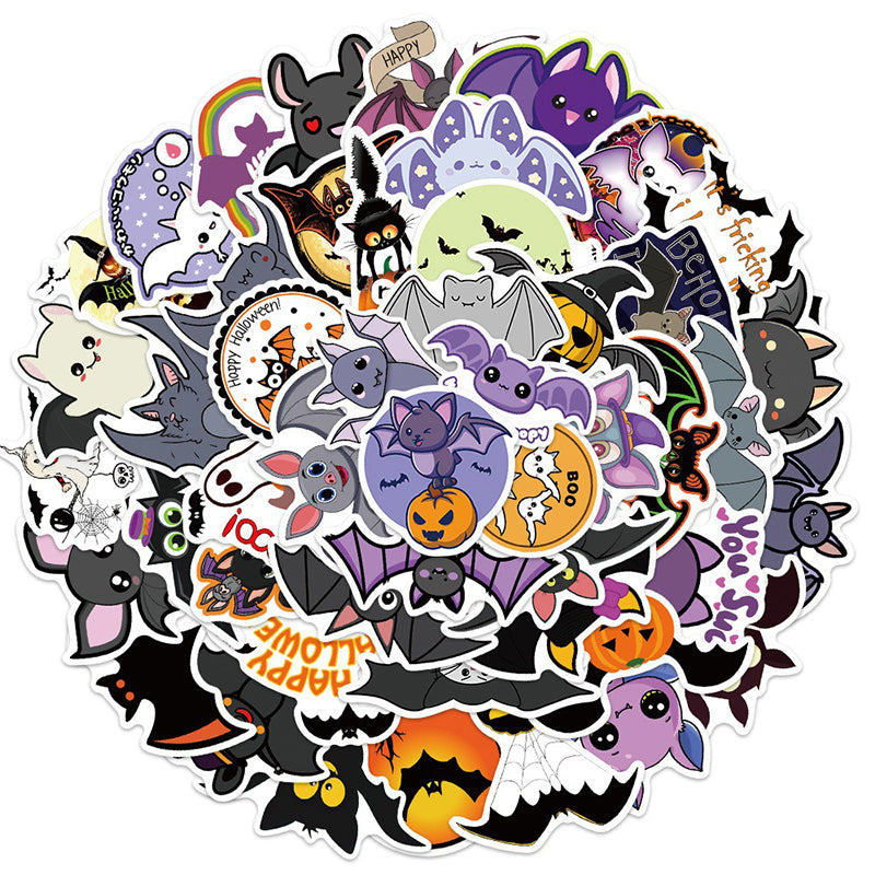 50pcs Halloween Wacky Stickers Decorated Water Bottle Phonecase Pull Box Pumpkin Wacky Waterproof Graffiti Stickers