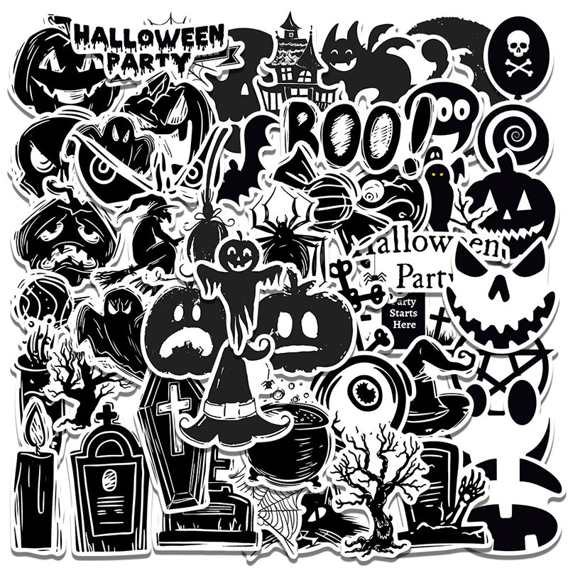 50pcs Halloween Wacky Stickers Decorated Water Bottle Phonecase Pull Box Pumpkin Wacky Waterproof Graffiti Stickers