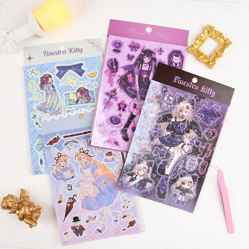 Fantasy Girl Niche Dark Cute Decorative Stickers DIY Keychain Plate Hand Account Phone Case Diary Small Card Stickers
