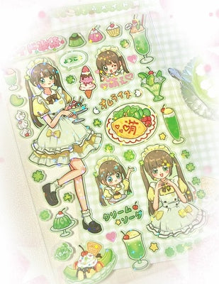 Maid Eating Tea Shop Series Stickers Gooka Cute Cartoon Sticker