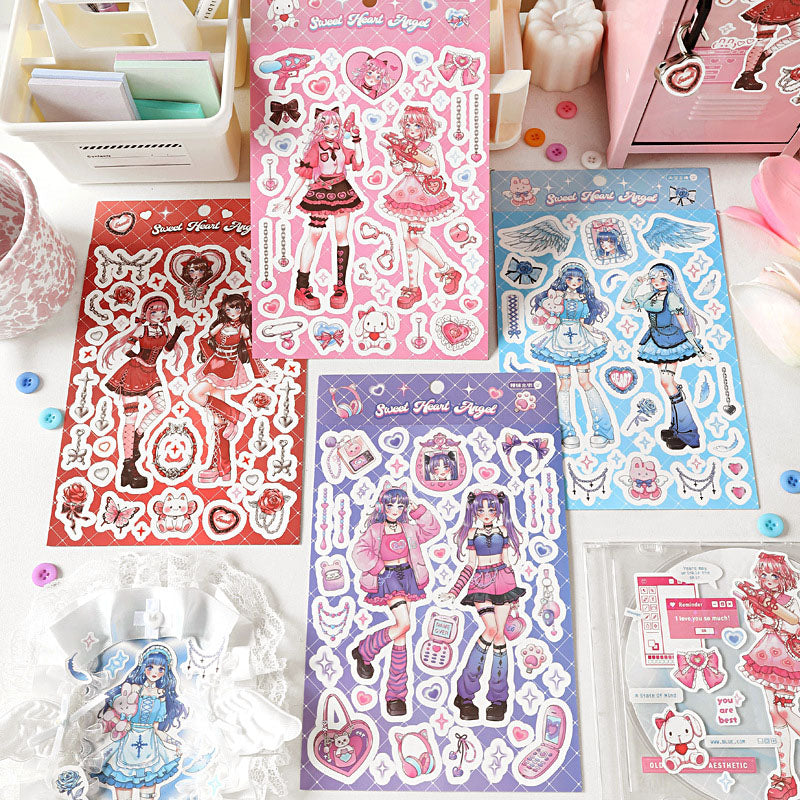Barbie Angel Series Sweet Cool Babe Hand Account Diy Decorative Phone Case Hand Account Material Stickers Matte Membrane Stickers 4 Styles