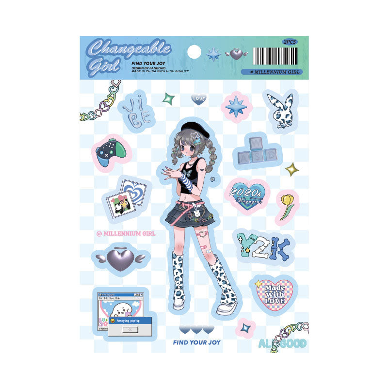 Variety Girl Series Stickers Cute Cold Girl Stickers Diy Hand Account Decoration Material Collage Stickers