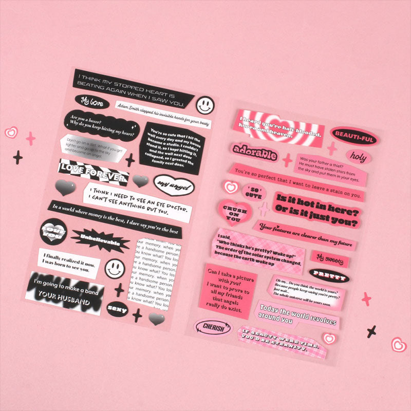 BE ON D Sweet Cool Style English Word Frame Decoration Sticker Small Card Hand Account Material Waterproof Small Sticker