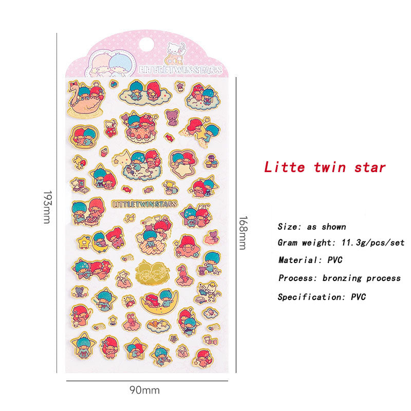 Cute Pet Family Sanrio Character Cartoon Bronzing Cute Wind Waterproof Sticker Decoration Cinnamoroll Hand Account Material Sticker