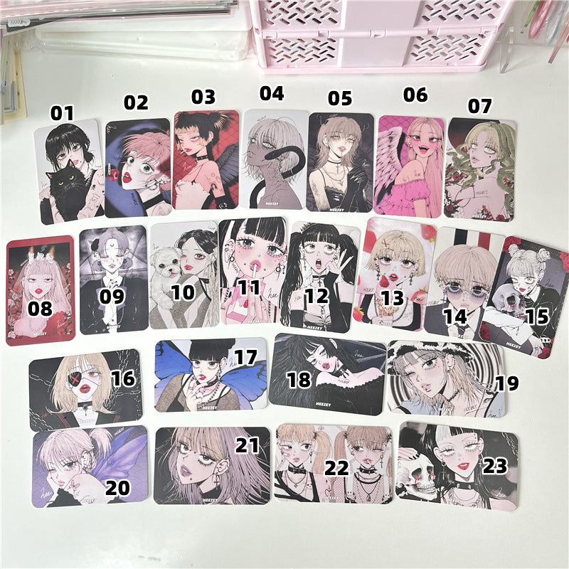 3-Inch Rounded Retro Spicy Dark Style Girl 3-Inch Small Card Hand Account Material Card Business Card