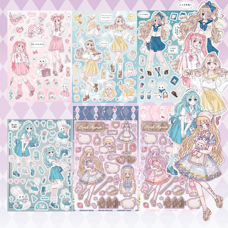 Lamb Ranch vitality Jks Jk Seifuku Series Cute Sweet Girl Character Goo Card DIY Phone Case Hand Account Sticker